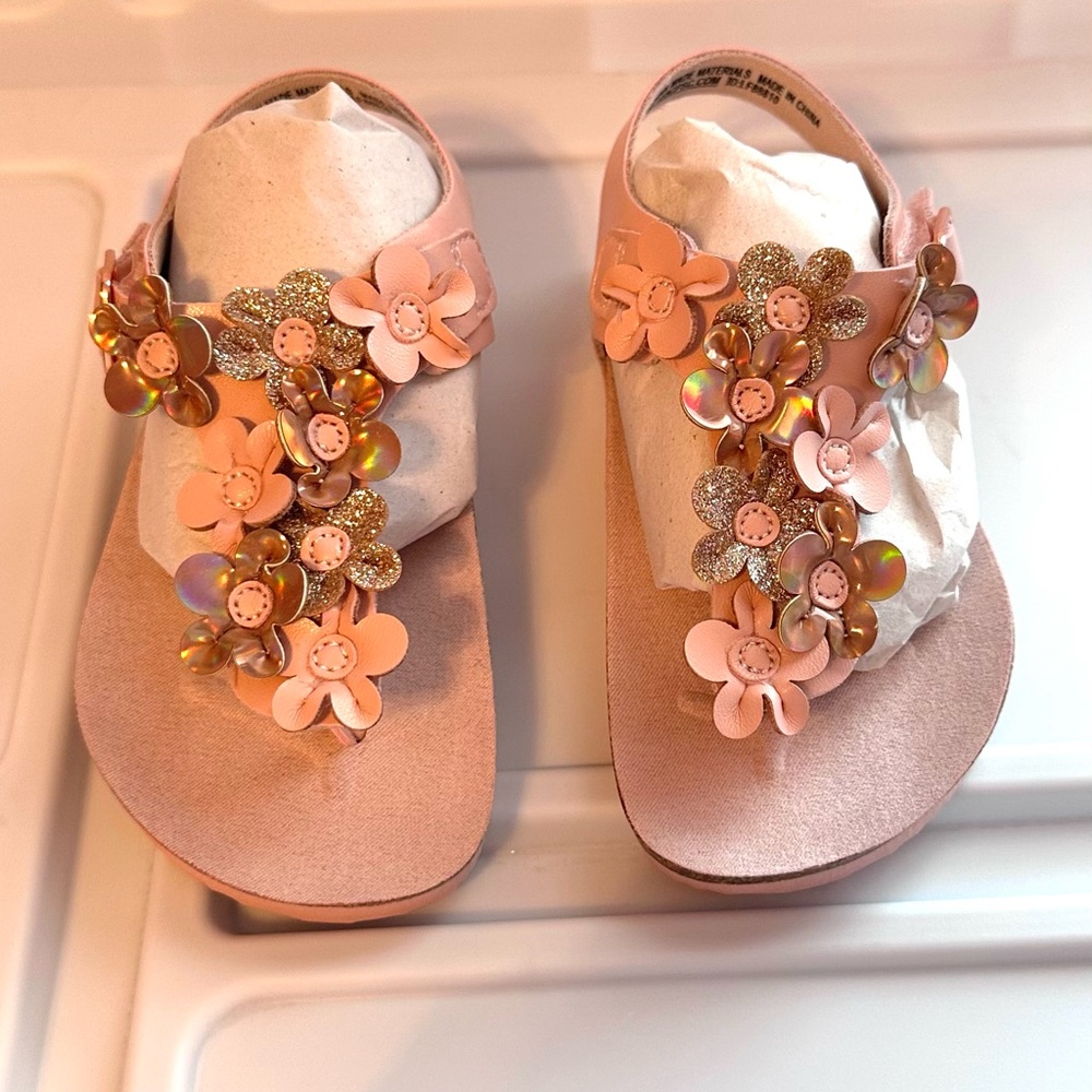 Cynthia Rowley Kids Floral Sandals - Pink and Gold